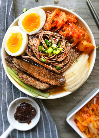 beef naengmyeon, by., charmingchef, Beef, Naengmyeon, Kimchi, food, meat, gourmet, plate, meal