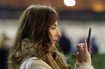 girl, woman, person, young, hair, long, preparing for, phone, the shooting, in the evening, lights