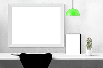 mirror, desk, cactus, mockup, wall, poster, mock, frame, template, interior