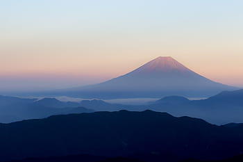 ilustração do vulcão, claro, céu, dia, mt fuji, japão, vista de kitadake fuji, fuji vermelho, pêssego fuji, manhã cedo, nascer do sol