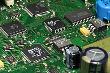 pcb, skrevet ut, krets, borde, ic, integrert, induktans, Spole, regulator, prosessor, halvledere