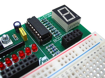 blue, green, electrical, circuit, seven segment, electronics, breadboard, led, display, test, hobby