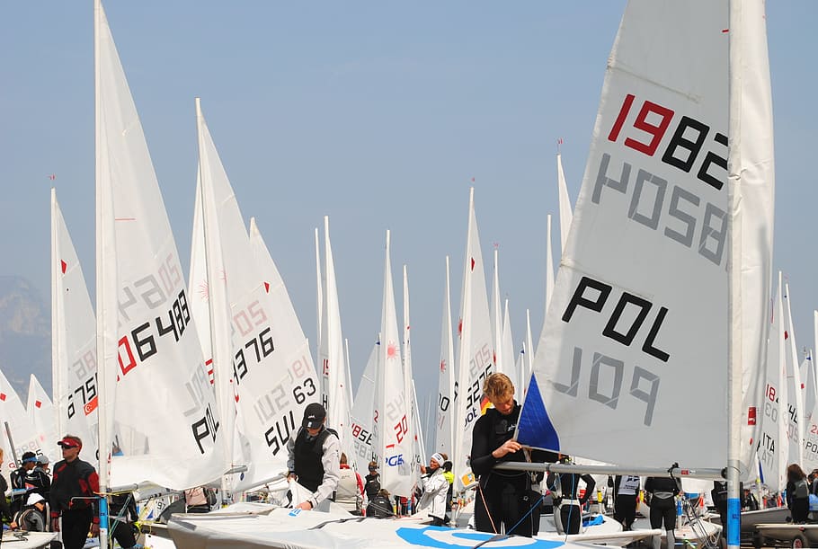 Garda, Malcesine, Sailing, sailing regatta, sailing ships, blue sky, water, sport, boats, international regatta, international sailing regatta