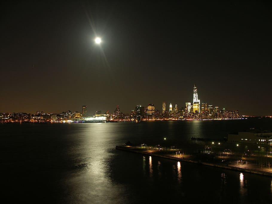 new york, ny, nyc, new york city, city, night, skyline, lighting, usa, big apple, mirroring