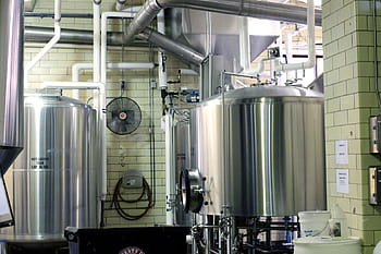 grey, stainless, steel, industrial, machine, beer, brewery, metal tanks, brewing, steam, engine