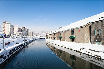kropp, vann, brun, bygninger, kanal, snø, vinter, blå, himmel, bygge eksteriør, arkitektur