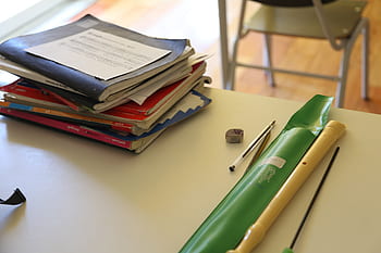 notebook, school, education, music, flute