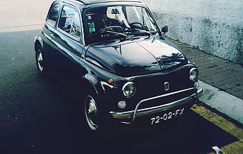 Černá, 3-dveře, 3-dveře hatchback, zaparkováno, šedá, beton, chodník, vinobraní, auto, vedle, cesta