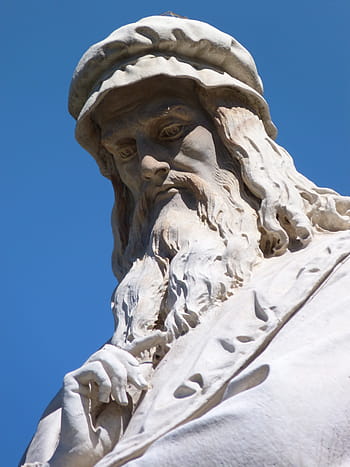 sochařství, socha, umění, Leonardo da Vinci, Milán, Itálie, památník, architektura, postava, starověké, kámen