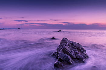 long, exposure landscape shot, taken, coast, Long exposure, landscape, shot, Watergate Bay, Cornwall, England, nature