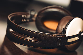 music headphones, table, Music, headphones, technology, fashion, shoe, elegance, personal Accessory, leather, pair