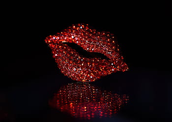 red lips illustration, red, glitter, lips, kiss