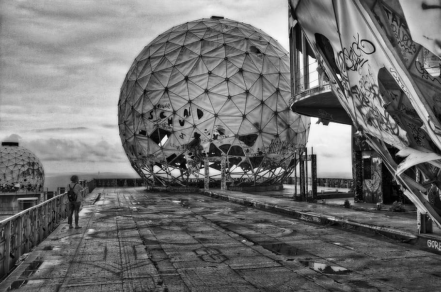 Berlín, záchytná stanice, teufelsberg, Černý a bílý, černobílý, nemocný, ztracené místo