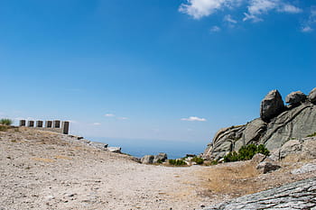 gray, rock formations, valley, blue, sky, daytime, Portugal, Serra Da Estrela, Path, trip, travel