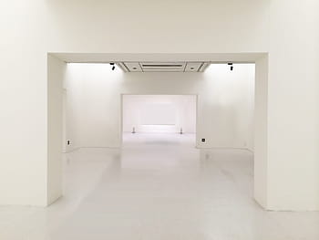 white, well, lit, room, blank, museum, box, exhibition