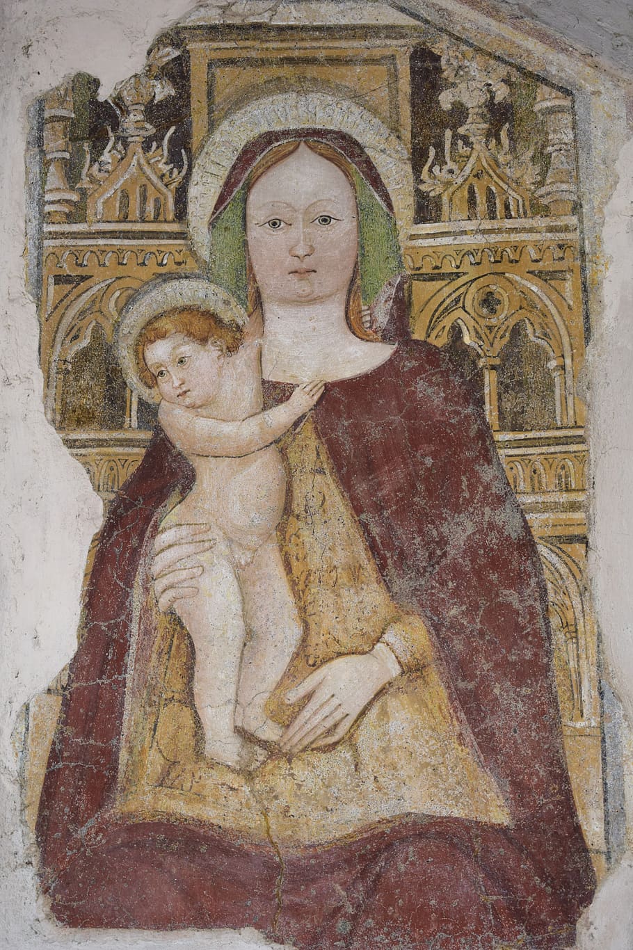 fresco, jesus, maria, faith, christianity, religion, painting, art, christ, mural, italy