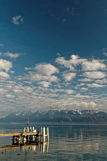 geneva, lake, lac, leman, water, clouds, mountains, blue, lutry, cully, montreux