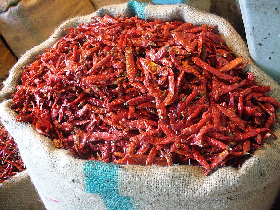 chilli, mumbai, trh, jídlo, Červené, trhu