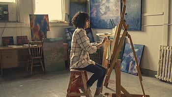studio, žena, umělec, malíř, řemesla, malovat, kartáč, umění, Krásná, výkres, volný čas
