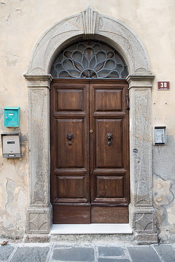béžový, beton, budova, hnědý, dřevěný, dveře, vstup, dřevo, vchod do domu, přední dveře, vstupní rozsah