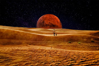 الخيال العلمي،  الفراغ،  كوكب المريخ،  كون،  نجمة،  الكون،  خيال،  تركيب الصورة،  كوكب،  القمر،  خلفية