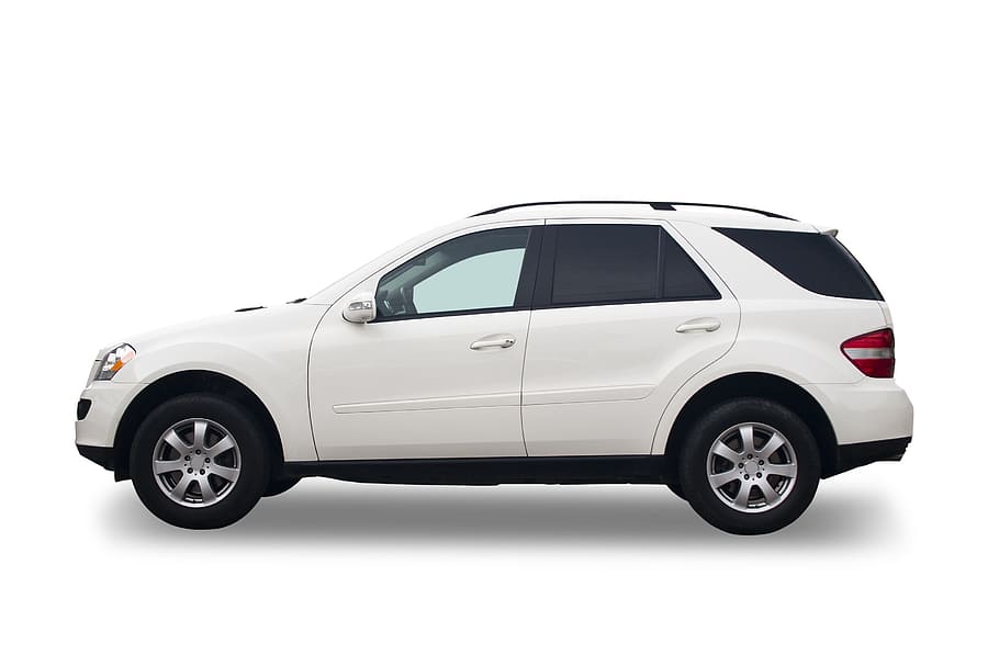 bílá suv, auto, suv, bílé pozadí, mercedes, vozidlo, izolovaný