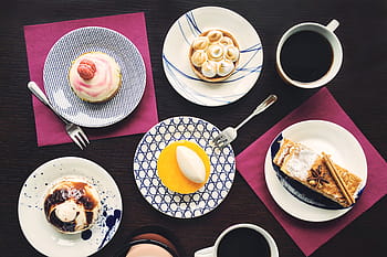 cake dessert, Coffee, cake, dessert, food/Drink, cakes, dinner, food, foods, overhead, pudding