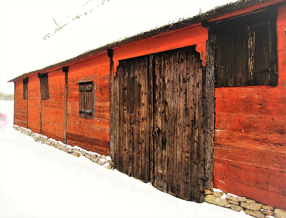 falun, κόκκινο, αχυρώνα, πόρτα αχυρώνα, falurödfärg, φάλουν κόκκινο, σιταποθήκη, αγρόκτημα, στην εξοχή, ζωή στην ύπαιθρο, Σουηδία, Ολλανδία