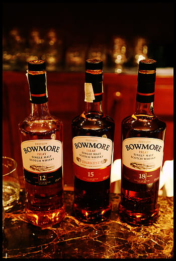 Bowmore, viski, yhden maltaan, alkoholi, juoda, henki, baari, pullo, vahva viina, bourbon-viski, skotlantilainen viski