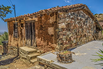 detailní fotografie, hnědý, beton, fotografie domu, Kypr, fikardou, Dům, opuštěný, vesnice, středověký, světové dědictví