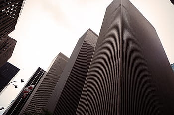 worm-eye, view, gray, buildings, four, high, rise, daytime, new york, city, highrise