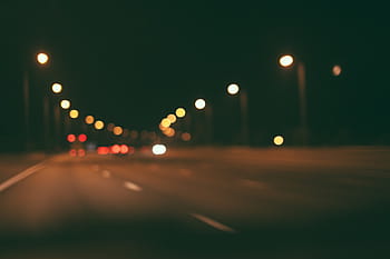 bokeh fotografie, silnice, ulice, světla, v noci, Dálnice, noc, temný, večer, rozmazaný, bokeh