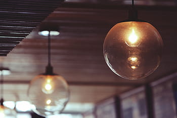 svítí, Průhledná, závěsná lampa skleněná koule, sklenka, zarámovaný, řetězec, světlo, světla, žárovka, osvětlení, výzdoba
