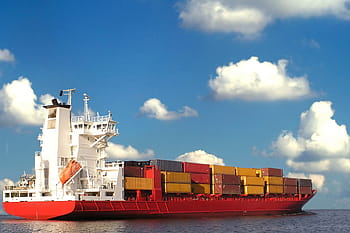 bianca, rosso, nave da carico, carico, nave, contenitore, commercio, oceano, internazionale, mezzi di trasporto, trasporto merci