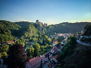 vranov nad dyji town, Vranov nad Dyji, Town, Republik Ceko, castle, city, vranov, eropa, arsitektur, cityscape, hill