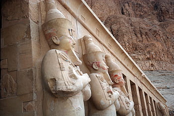béžový, keramický, sochy, během dne, Egypt, starověké, archeologie, luxor, chrám hatšepsut, památek, sloupců