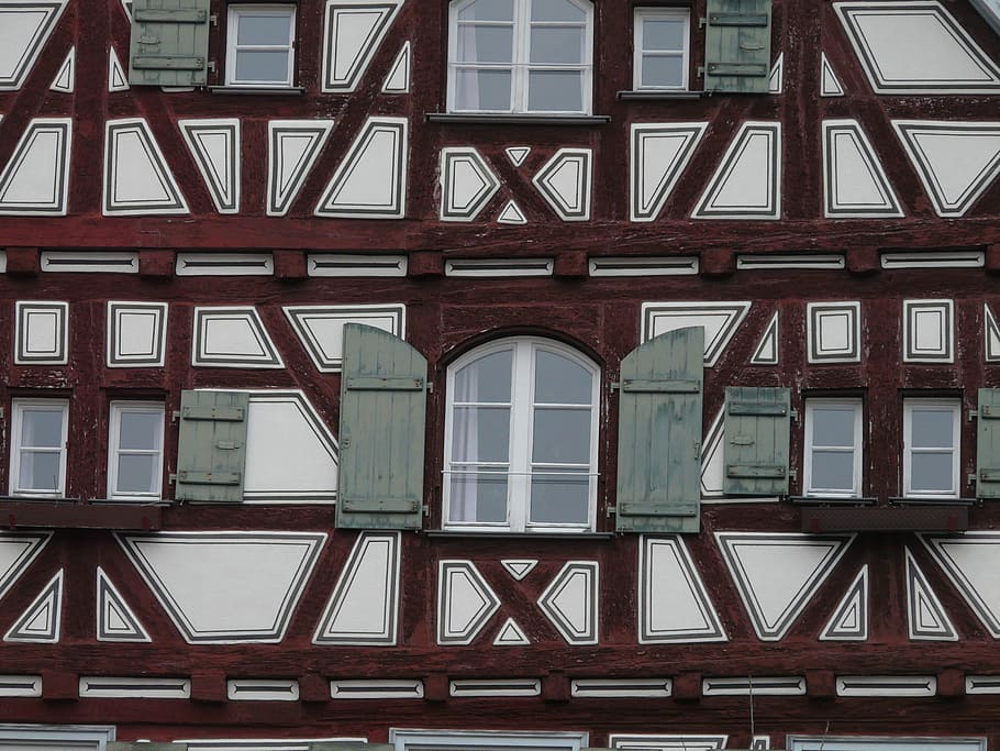 vazník, fachwerkhaus, fasáda, budova, okno, závěrky, okenice, architektura, exteriér budovy, stavba, den