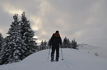 snowshoeing, hiking, snow, winter, hike, trekking, shoe mountain, adventure, outdoor, person, trek