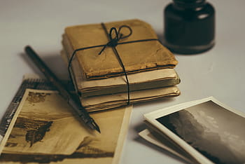 mělký, zaostřovací fotografie, rezervovat, inkoustové pero, staré dopisy, brk, staré fotografie, pero, dopis, inkoust, starý