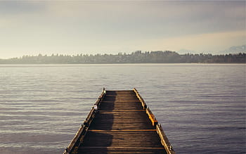 дървен, док, тяло, вода, пейзаж, фотография, кафяв, лодка, езеро, спокойствие, спокойна сцена