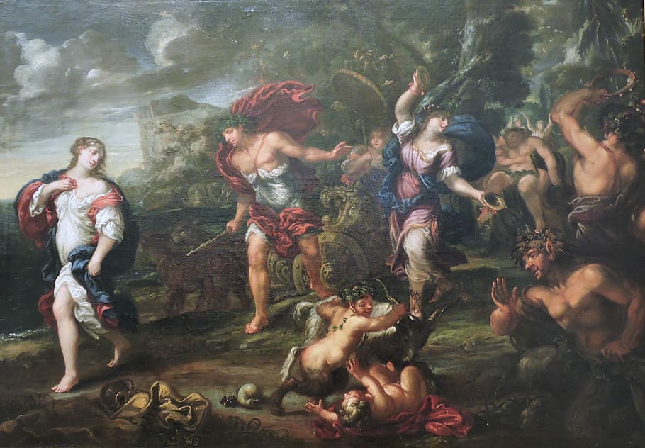 Bacchus, Arianna, Painting, the framework, museum, adults only, only men, adult, people, large group of people, full length