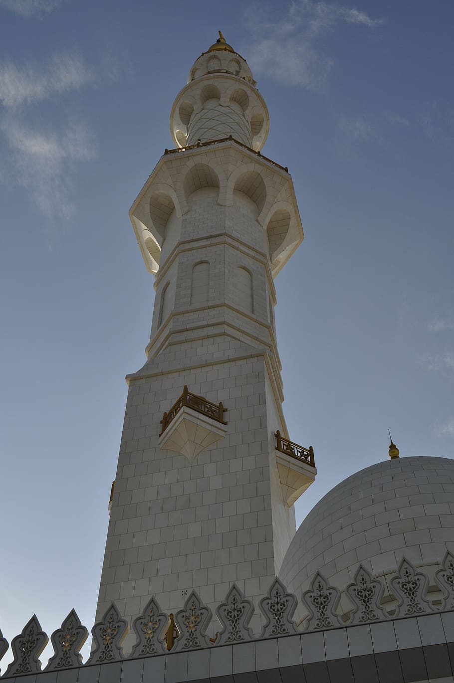 Abu Dhabi, velká mešita, slunce, architektura, islám, muslimský, zayed, minaret