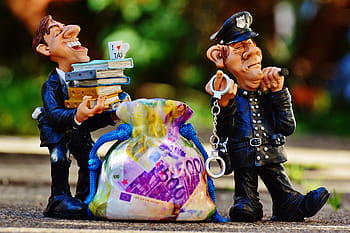 dva, policejní muž, keramický, čísla, daní, daňový únik, policie, pouta, podvod, daňový poradce, finance