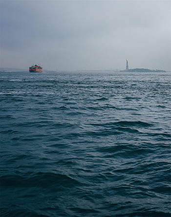 socha svobody, ostrov svobody, voda, lodí, New York, nyc, usa, Spojené státy americké