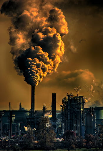 factory smoke, cloudy, sky, daytime, global warming, pollution, environment, smoke, industry, smog, environmental