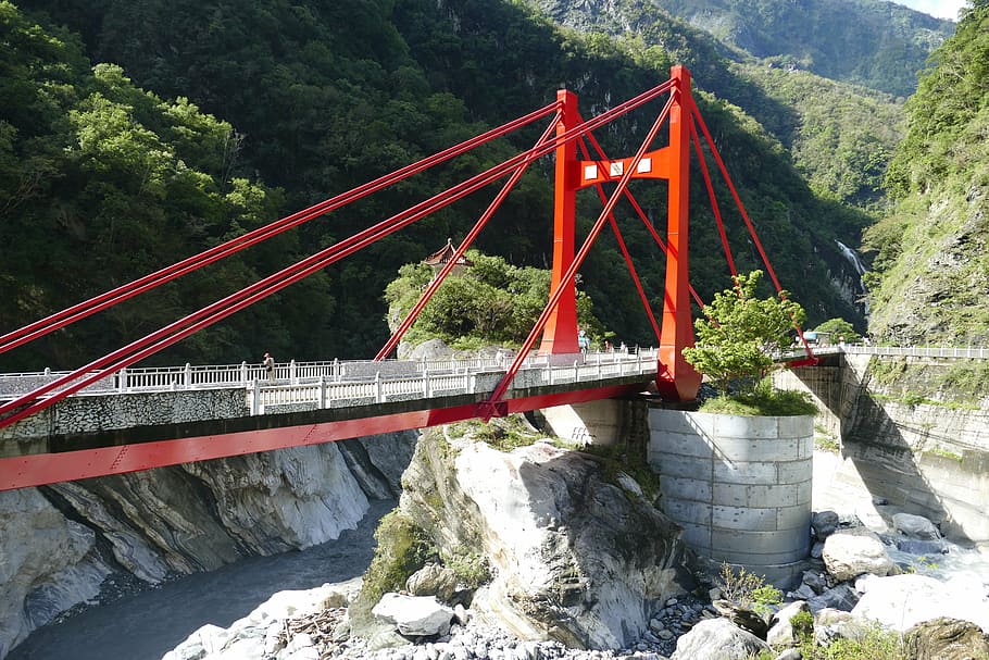 Taiwan, China, Tourismus, Taroko, Schlucht, Taroko-Schlucht, Brücke, Natur, Landschaft, Berge, Marmor