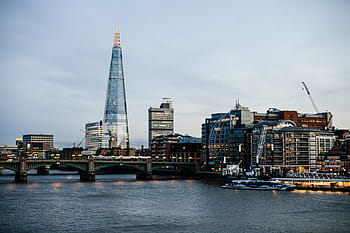 city scape scenery, urban, city, architecture, building, establishment,clouds, sky, construction, office, work, water