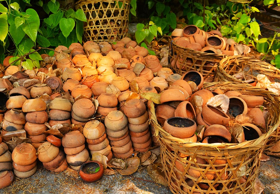 gryder, skåle, keramisk, madlavning, traditionel, redskab, form, køkkengrej, tradition, fad, hjemmelavet