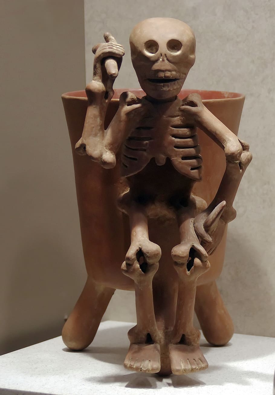 mexico, anthropological museum, mesoamerica, statue, pottery, art, columbian, death, sculpture
