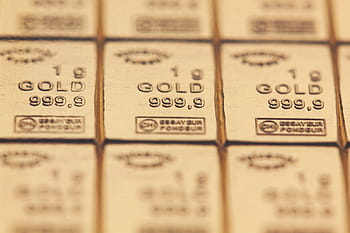 selective, focus, 1 gram gold bars, gold, feingold, 1 gram, shiny, yellow, precious metal, colored metal, macro